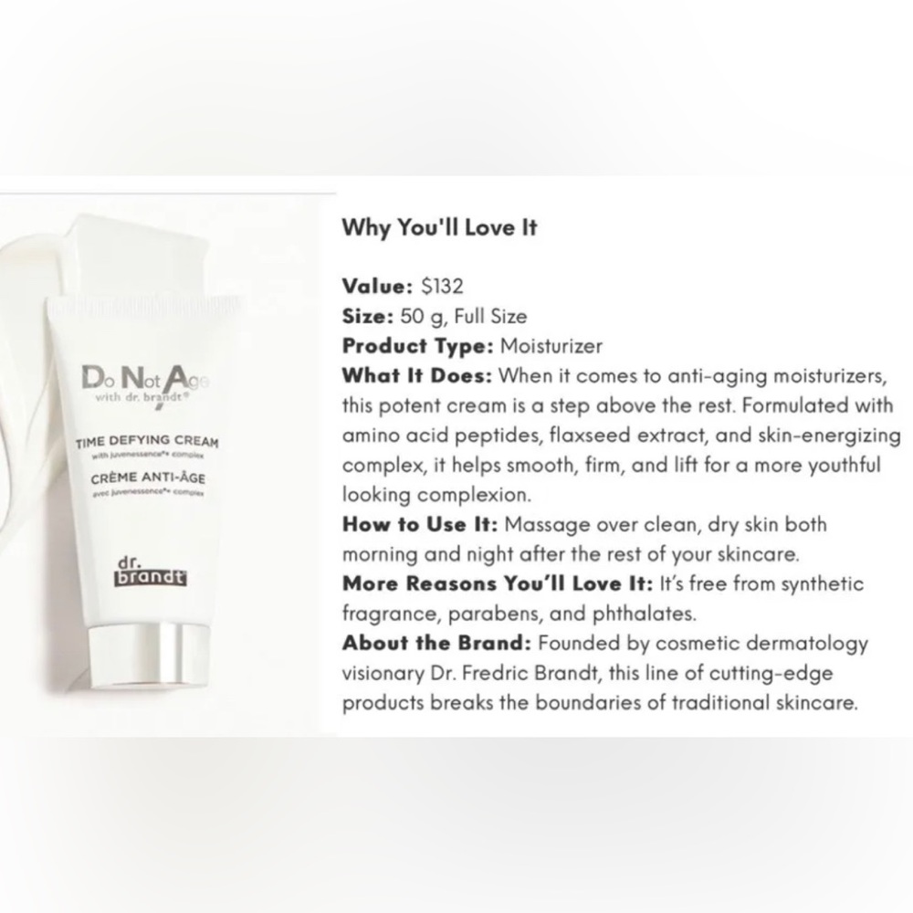 Dr. Brandt DNA Do Not Age Time Defying Cream 1.7oz/50g Anti-AGE FULL SZ RET$132